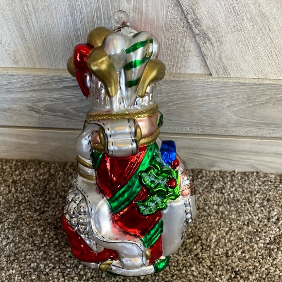 Large Hand Blown Glass Golf Bag Christmas Tree Ornament Crystals Golfer Noel - Picture 4 of 9